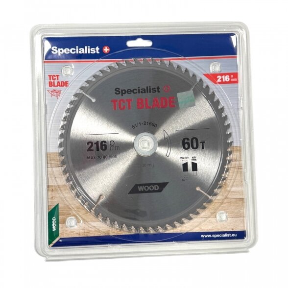 Medienos pjovimo diskas SPECIALIST+, 216x60Tx30/20 mm Medienos pjovimo diskas SPECIALIST+, 216x60Tx30/20 mm