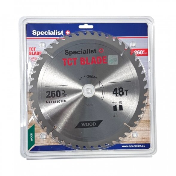 Medienos pjovimo diskas SPECIALIST+, 260x48Tx30 mm Medienos pjovimo diskas SPECIALIST+, 260x48Tx30 mm