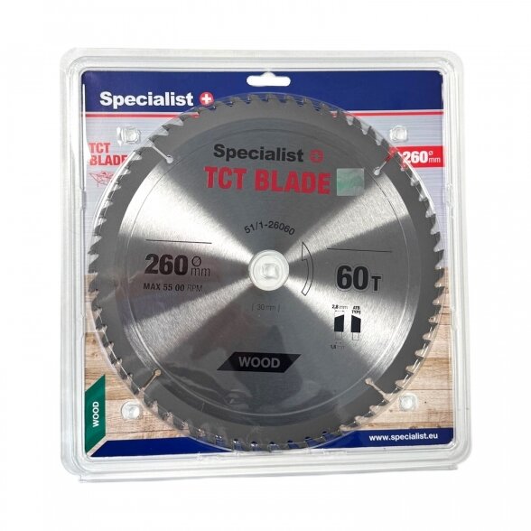 Medienos pjovimo diskas SPECIALIST+, 260x60Tx30 mm Medienos pjovimo diskas SPECIALIST+, 260x60Tx30 mm