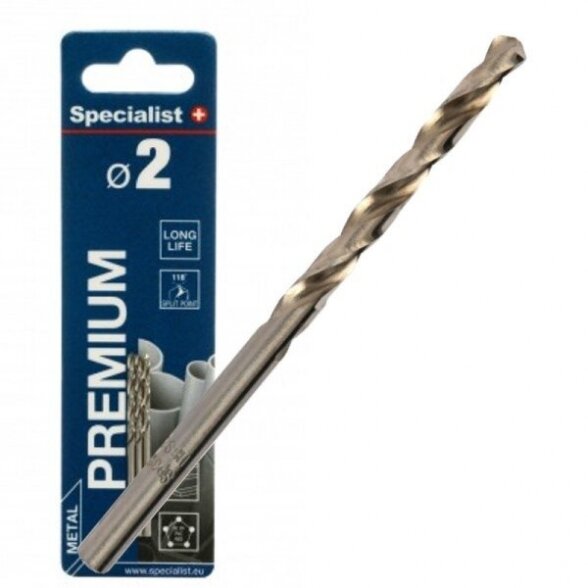 Metalo grąžtas SPECIALIST+ Premium, 2mm 3vnt 1