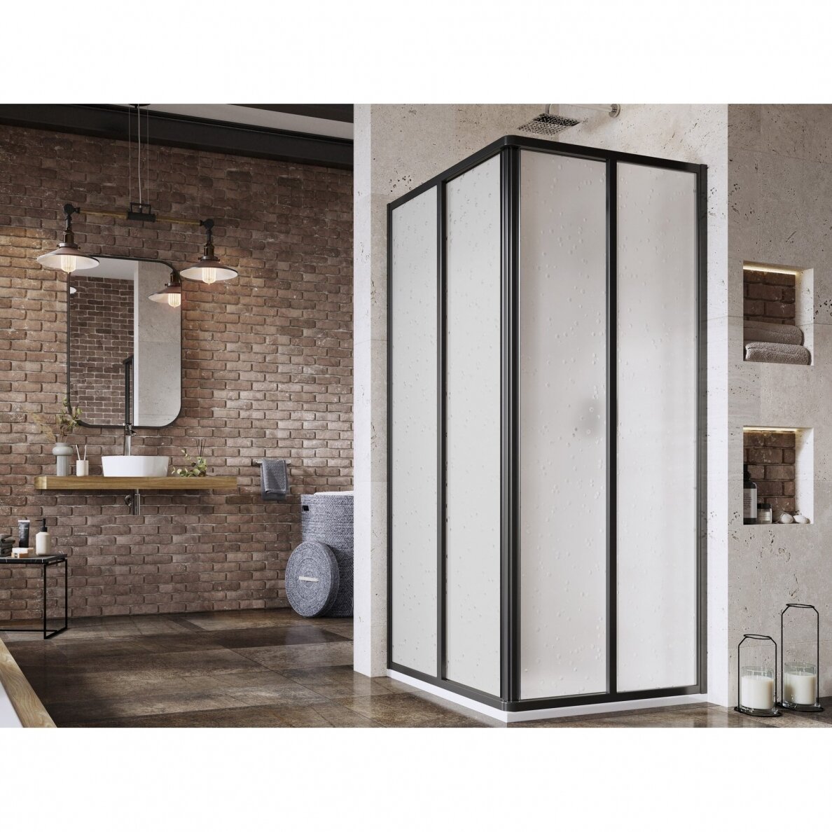 Dušo kabina RAVAK Supernova SRV2+SRV2 195, 80x80cm juoda ir plastikas Pearl Dušo kabina RAVAK Supernova SRV2+SRV2 195, 80x80cm juoda ir plastikas Pearl