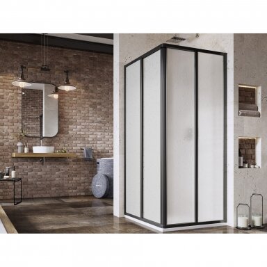 Dušo kabina RAVAK Supernova SRV2+SRV2 195, 90x90cm juoda ir plastikas Pearl Dušo kabina RAVAK Supernova SRV2+SRV2 195, 90x90cm juoda ir plastikas Pearl
