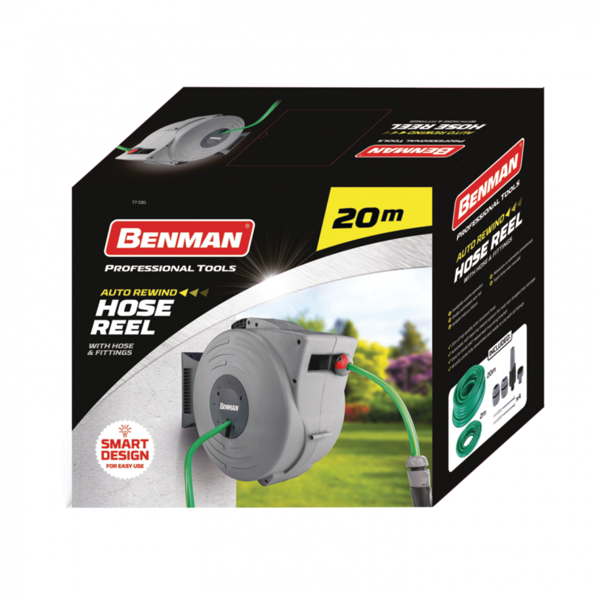 Susivyniojančioji ritė su 20m ilgio žarna ŽARNA BENMAN 77081, 1/2" 1 Susivyniojančioji ritė su 20m ilgio žarna ŽARNA BENMAN 77081, 1/2" 1
