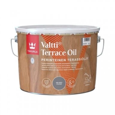 Tirpiklinis medienos aliejus TIKKURILA Valtti Terrace Oil, 9l pilka sp. Tirpiklinis medienos aliejus TIKKURILA Valtti Terrace Oil, 9l pilka sp.