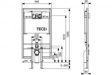 TECEconstruct unitazo modulis su Octa vandens bakeliu, 8 cm, montavimo aukštis – 1200 mm