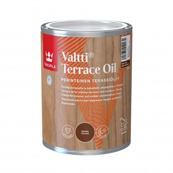 Tirpiklinis medienos aliejus TIKKURILA Valtti Terrace Oil, 0,9l ruda sp. Tirpiklinis medienos aliejus TIKKURILA Valtti Terrace Oil, 0,9l ruda sp.
