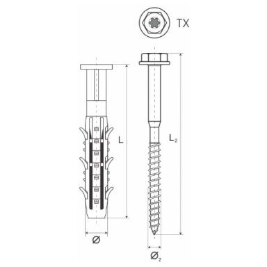 Universalus kaištis su sraigtu STARFIX Amex Kaxdn Torx, 10x140 15vnt