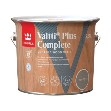 Medienos impregnantas TIKKURILA Valtti Plus Complete, 2,5l pilka sp.