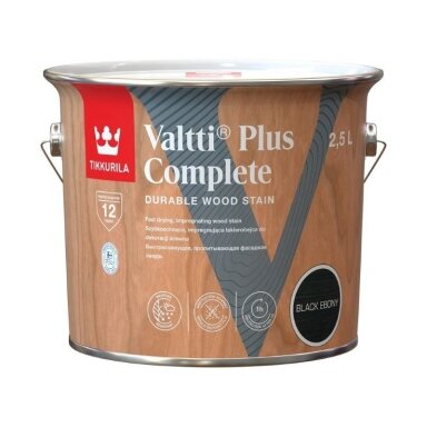 Medienos impregnantas TIKKURILA Valtti Plus Complete, 2,5l juoda sp.