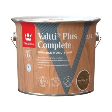 Medienos impregnantas TIKKURILA Valtti Plus Complete, 2,5l lazdyno riešuto sp.