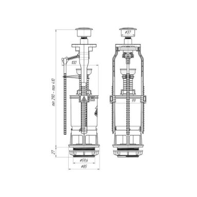 Vandens nuleidimo mechanizmas ANI PLAST WC7040MEU Vandens nuleidimo mechanizmas ANI PLAST WC7040MEU