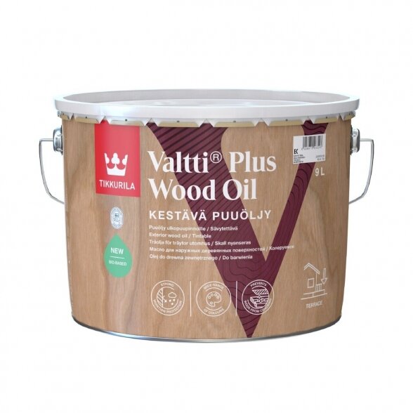 Aliejus medienai TIKKURILA Valtti Plus Wood Oil, 9l Aliejus medienai TIKKURILA Valtti Plus Wood Oil, 9l