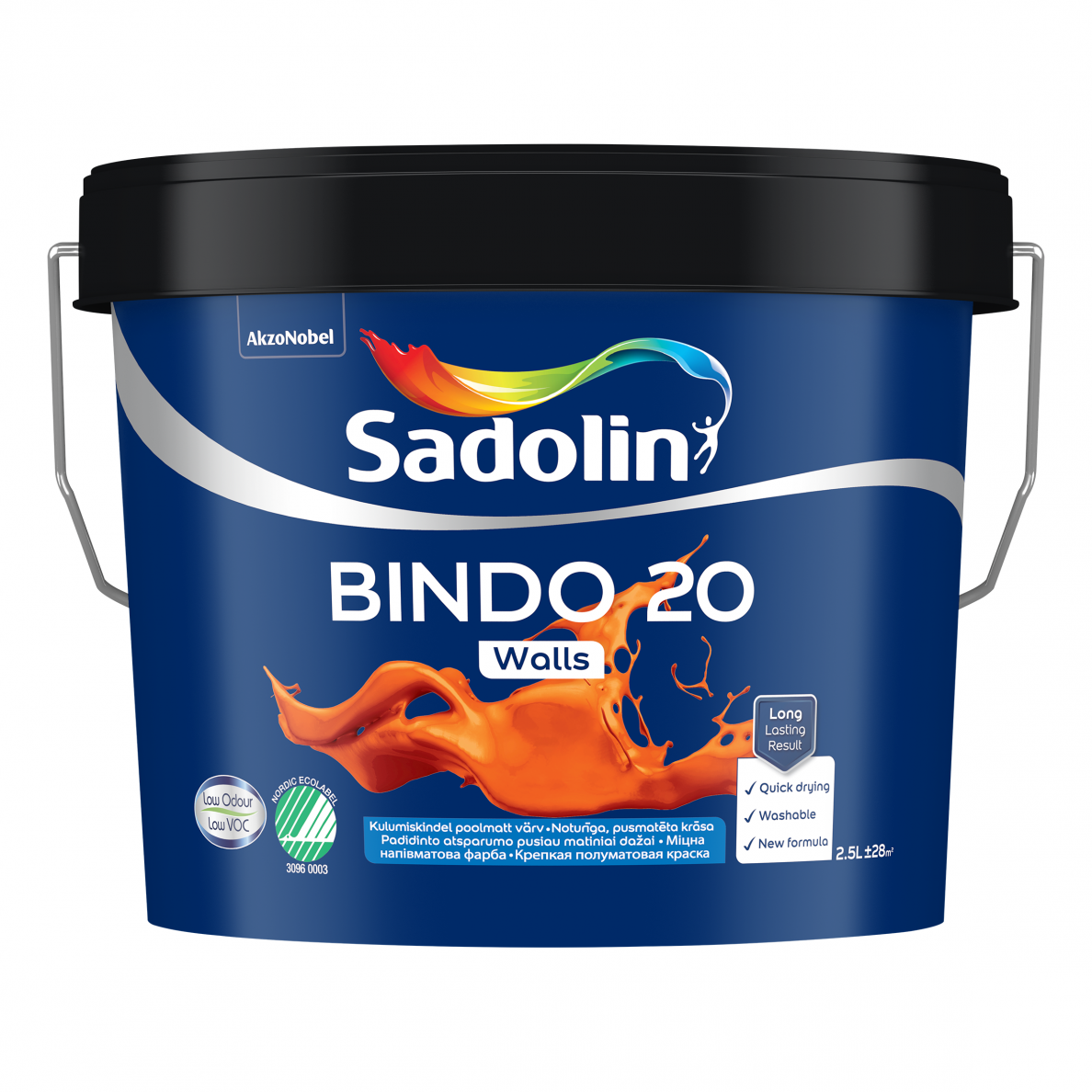 Vidaus dažai SADOLIN Bindo 20 BW bazė, 2,5l balta sp.