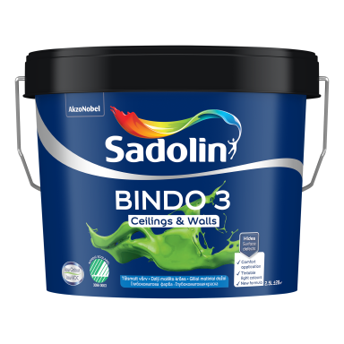 Vidaus dažai SADOLIN Bindo 3 A bazė, 2,5l balta sp. Vidaus dažai SADOLIN Bindo 3 A bazė, 2,5l balta sp.