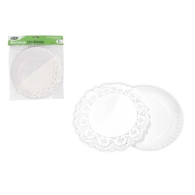 Vienkartinis padėklas maistui ALGON, 25cm 2vnt balta sp.