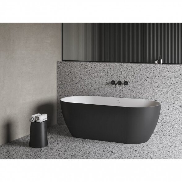 Vonia RAVAK Freedom O Tec, 170x77cm juoda/balta ir juodos sp. nutekėjimas 4 Vonia RAVAK Freedom O Tec, 170x77cm juoda/balta ir juodos sp. nutekėjimas 4