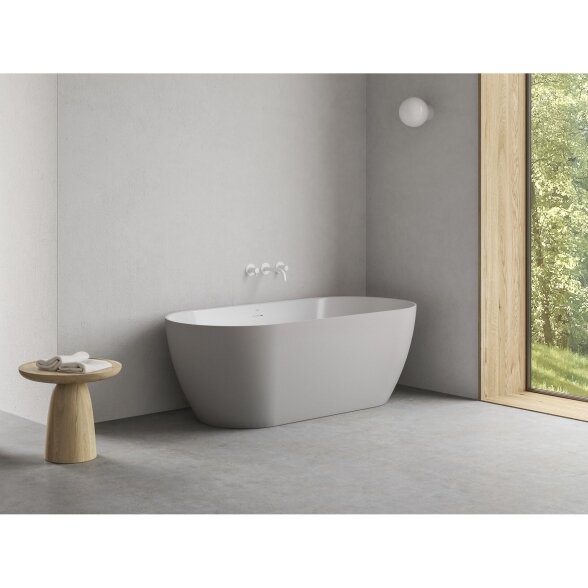 Vonia RAVAK Freedom O Tec, 170x77, Smoke Grey/balta ir nubėgimas baltos sp. 2 Vonia RAVAK Freedom O Tec, 170x77, Smoke Grey/balta ir nubėgimas baltos sp. 2