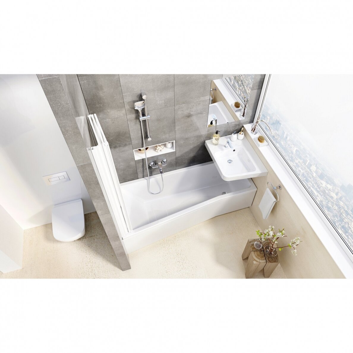 Vonios sienelė RAVAK VS3, 130x140cm balta ir plastikas Rain 5 Vonios sienelė RAVAK VS3, 130x140cm balta ir plastikas Rain 5