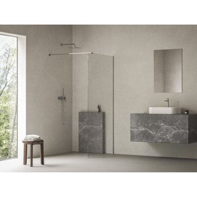 Dušo kabina RAVAK Walk-In Air Wall, 110cm blizgi ir skaidrus stiklas Dušo kabina RAVAK Walk-In Air Wall, 110cm blizgi ir skaidrus stiklas