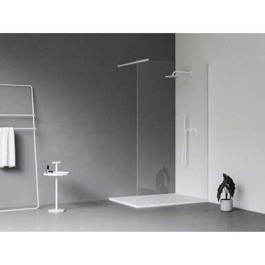 Dušo kabina RAVAK Walk-In Wall Set, 100cm balta matinė ir skaidrus stiklas Dušo kabina RAVAK Walk-In Wall Set, 100cm balta matinė ir skaidrus stiklas