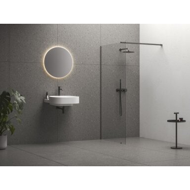 Walk-In Wall Set 100, metalinė grafito+stiklas Transparent