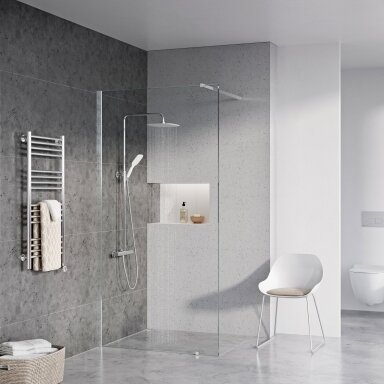 Dušo kabina RAVAK Walk-In Wall Set, 110cm chromas ir skaidrus stiklas Dušo kabina RAVAK Walk-In Wall Set, 110cm chromas ir skaidrus stiklas