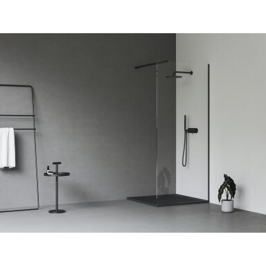 Dušo kabina RAVAK Walk-In Wall Set, 80cm juoda ir skaidrus stiklas Dušo kabina RAVAK Walk-In Wall Set, 80cm juoda ir skaidrus stiklas