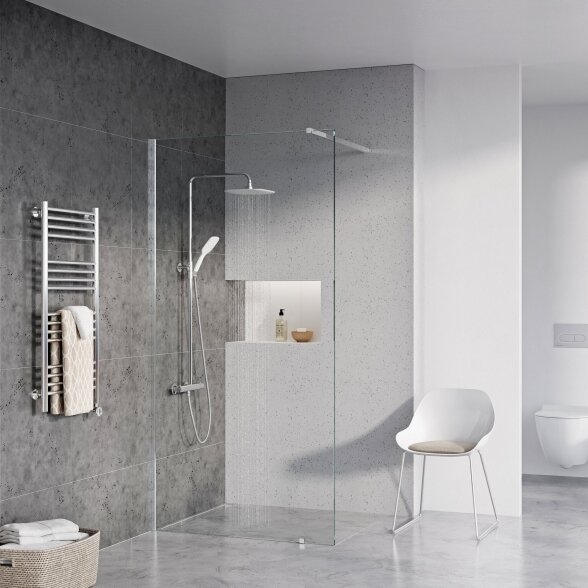 Dušo kabina RAVAK Walk-In Wall Set, 120cm chromas ir skaidrus stiklas 2 Dušo kabina RAVAK Walk-In Wall Set, 120cm chromas ir skaidrus stiklas 2