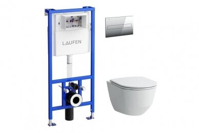 WC Laufen Pro+Slim dangtis+Laufen rėmas+migtukas cromas