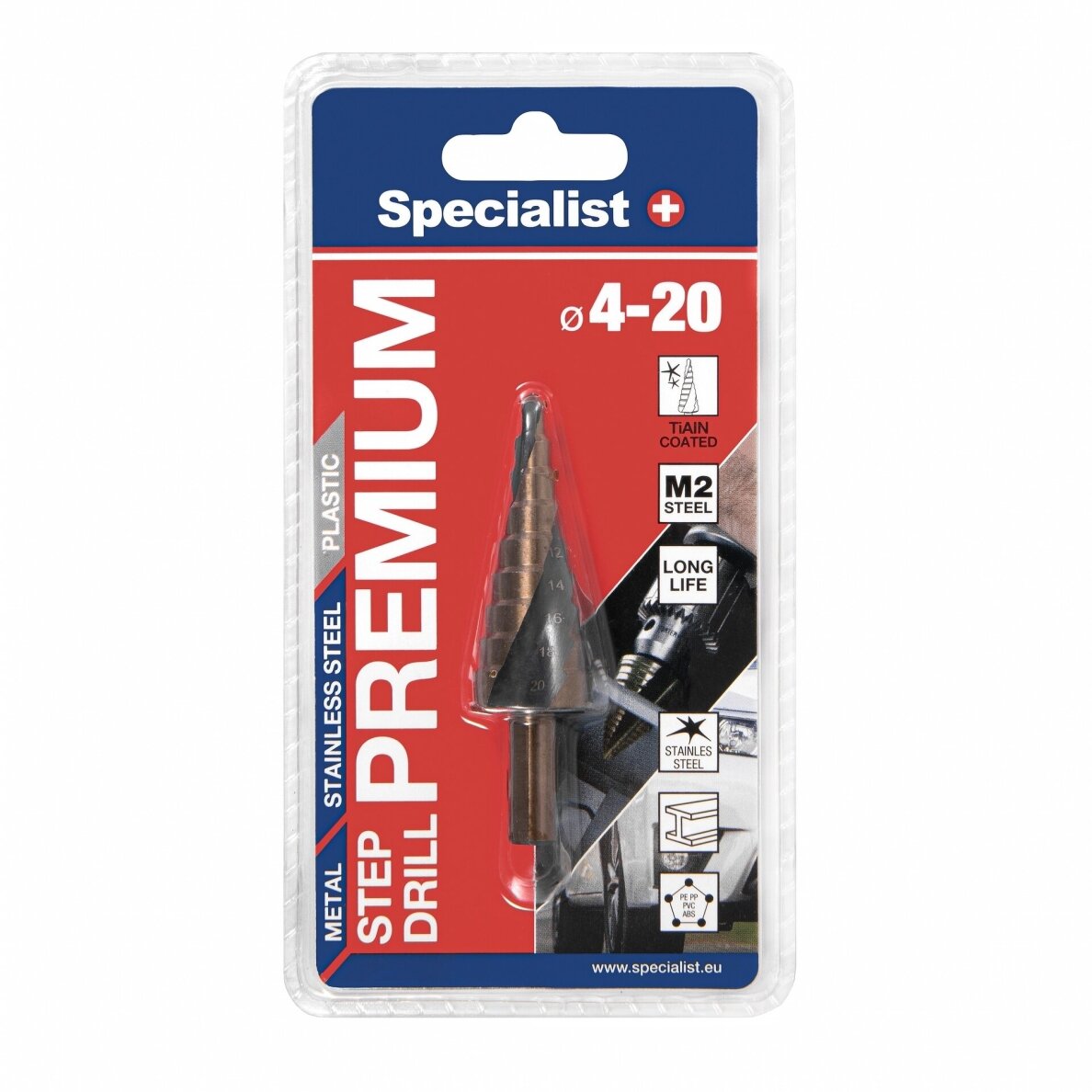 Žingsninis metalo grąžtas SPECIALIST+ Premium, 4-20mm 1 Žingsninis metalo grąžtas SPECIALIST+ Premium, 4-20mm 1