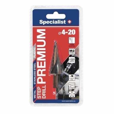 Žingsninis metalo grąžtas SPECIALIST+ Premium, 4-20mm